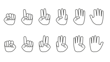 illustration set of hand show finger transparent backtround one to ten with left hand and right hand png