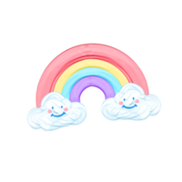 Cute rainbow sky stationary sticker oil painting png