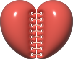 3d hjärta är sys. element illustration isolerat på transparant bakgrund. png