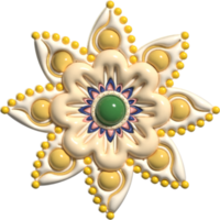 3D mandala flower, elements for decorations. Isolated illustration is on white background. Top view. png