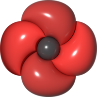 3D red poppy isolated on transparent background. png