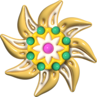 3D mandala flower, elements for decorations. Isolated illustration is on white background. Top view. png