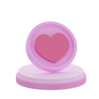 3d render of pink podium with heart icon isolated. png