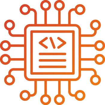 estilo de icono de procesador de código vector