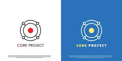 Core logo design illustration. Atomic silhouette creative idea in circle. Modern circle rotation shape abstract template icon. Perfect for corporate web or app icons. vector