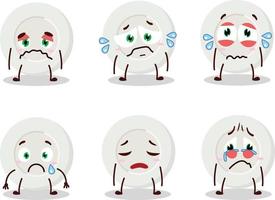 Plate angry expression cartoon character with sad expression vector