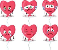 Red love balloon cartoon character with sad expression vector