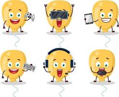 Yellow Balloon cartoon character are playing games with various cute emoticons vector