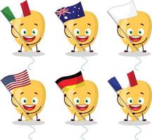 Yellow Balloon cartoon character bring the flags of various countries vector