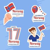 Norway National Day Label Flat Cartoon Hand Drawn Templates Background Illustration vector
