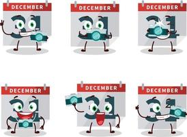 fotógrafo profesión emoticon con diciembre 31 calendario dibujos animados personaje vector