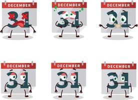 December 31th calendar cartoon character with nope expression vector