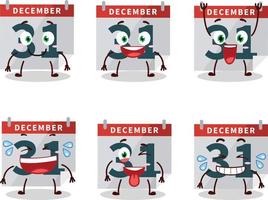 dibujos animados personaje de diciembre 31 calendario con sonrisa expresión vector