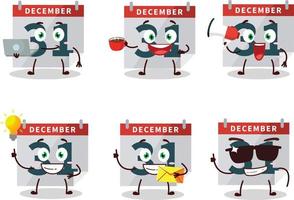 December 31th calendar cartoon character with various types of business emoticons vector