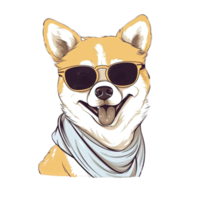 fofa cachorro vestindo oculos de sol adesivos png