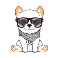 fofa cachorro vestindo oculos de sol adesivos png