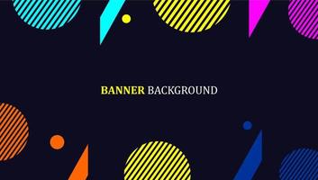 banner background with colorful shapes on black vector
