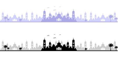 mosque silhouette landscape for islamic design vector