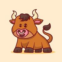 Cute bull cartoon vector illustration