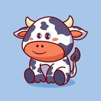 Cute cow cartoon icon vector illustration