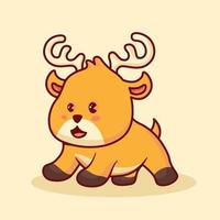 Cute deer cartoon vector icon illustration