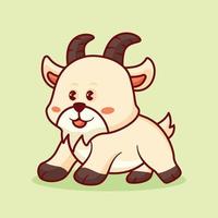 Cute goat cartoon vector icon illustration