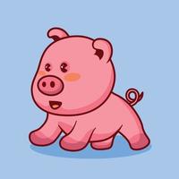 Cute pig cartoon vector icon illustration