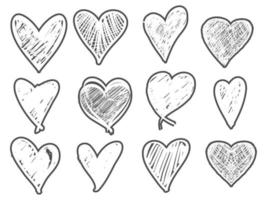 hand drawn love heart collection. Doodle hearts. isolated on white background. vector illustration