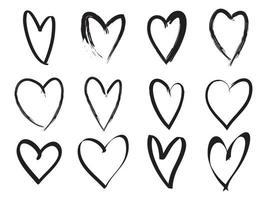 hand drawn love heart collection. Doodle hearts. isolated on white background. vector illustration