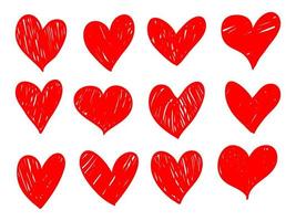 hand drawn love heart collection. Doodle hearts. isolated on white background. vector illustration