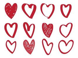 hand drawn love heart collection. Doodle hearts. isolated on white background. vector illustration