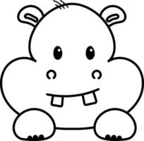 Hippo drawing vector