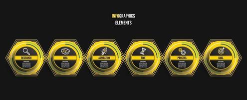 resumen elementos de grafico infografía modelo con etiqueta, integrado círculos negocio concepto con 6 6 opciones para contenido, diagrama, diagrama de flujo, pasos, partes, cronograma infografia vector