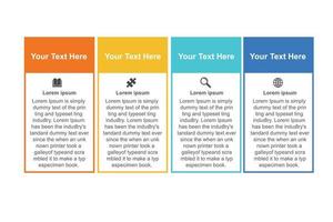 negocio infografia diseño modelo con íconos y 4 4 opciones o pasos. lata ser usado para proceso diagrama, fluir cuadro. vector