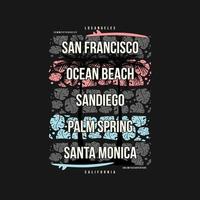 san francisco, santa monica, san diego abstract graphic vector on beach theme