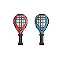 blue and red racket in pixel art style vector