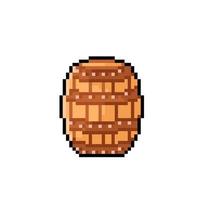 wooden barrel in pixel art style vector