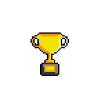 gold trophy in pixel art style vector