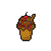 ice cream chocolate in pixel art style vector