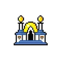 mosque building in pixel art style vector