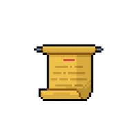 scroll paper in pixel art style vector