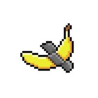 taped banana in pixel art style vector