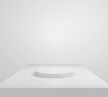 empty white podium.3D display podium on white background.Stand Minimal mockup for presentation.Abstract white background concept.Geometric platform show cosmetic product.Stage showcase.3D rendering photo