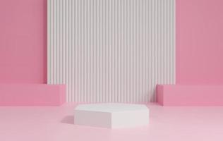 3D display podium on white background.Stand Minimal mockup for presentation.Abstract pink background concept.Geometric platform show cosmetic product.Stage showcase.Empty pink podium.3D rendering photo