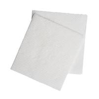 Two folded pieces of white tissue paper or napkin in stack tidily prepared for use in toilet or restroom isolated on white background with clipping path photo