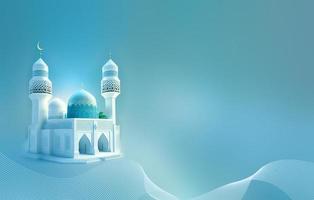 Ramadán kareem 3d mezquita y lámpara imagen para social medios de comunicación bandera diseño foto