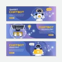 Android Chat Robot Typing Horizontal Banner vector