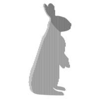 stylized silhouette of a rabbit stands on its hind legs in minimalism vector