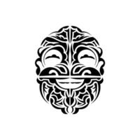 Ornamental faces. Maori tribal patterns. Suitable for tattoos. Isolated on white background. Vector illustration.