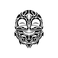 Masks of gods in ornamental style. Polynesian tribal patterns. Suitable for prints. Isolated. Black ornament, vector. vector